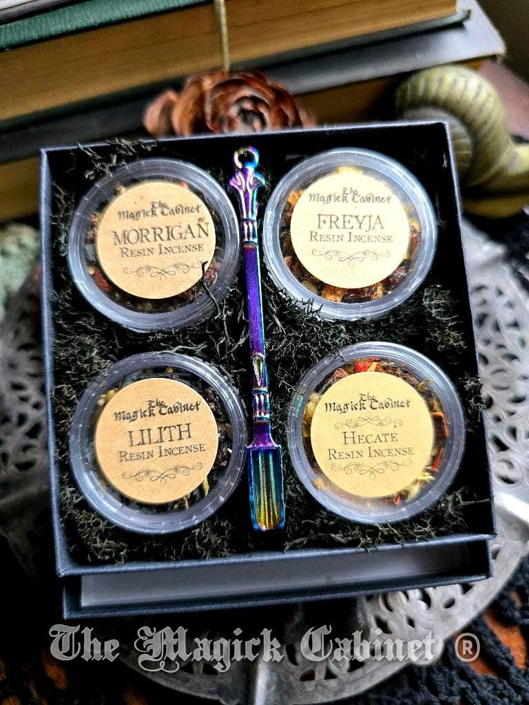 Goddess Magic Resin Incense Set: The Morrigan, Freyja, Hecate, and Lilith