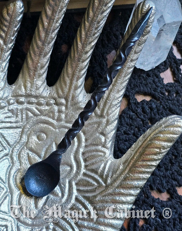 Hand Forged Iron Candle Scribe Spoon: Twisted Witch Tool