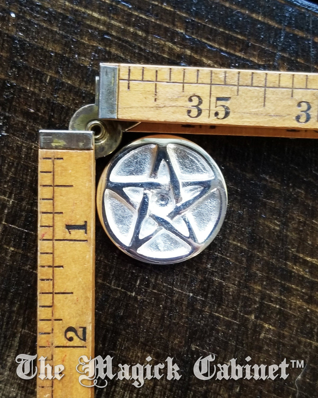 Pewter Pentacle Altar Coin: Witchcraft Protection Good Luck Charm
