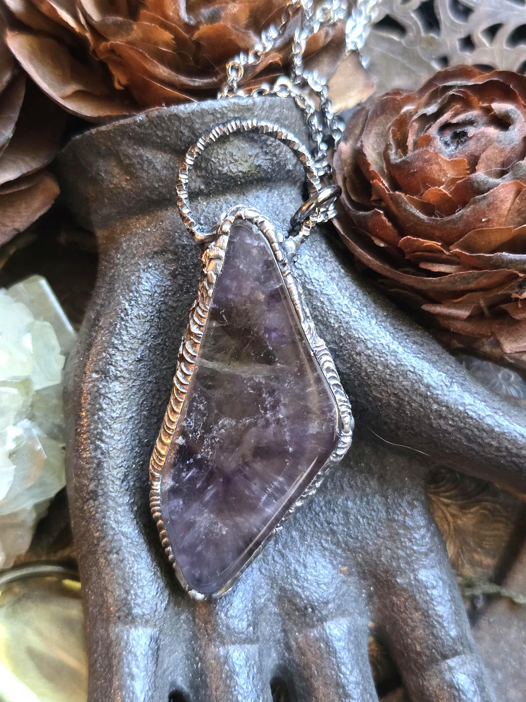Auralite 23 Crystal Pendant: Handmade Spiritual Stone Necklace