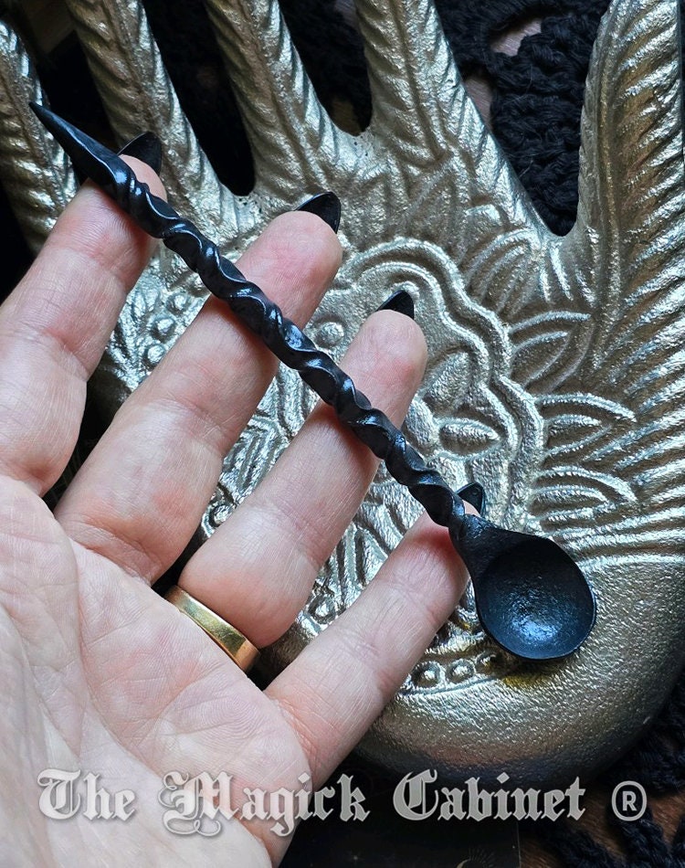 Hand Forged Iron Candle Scribe Spoon: Twisted Witch Tool