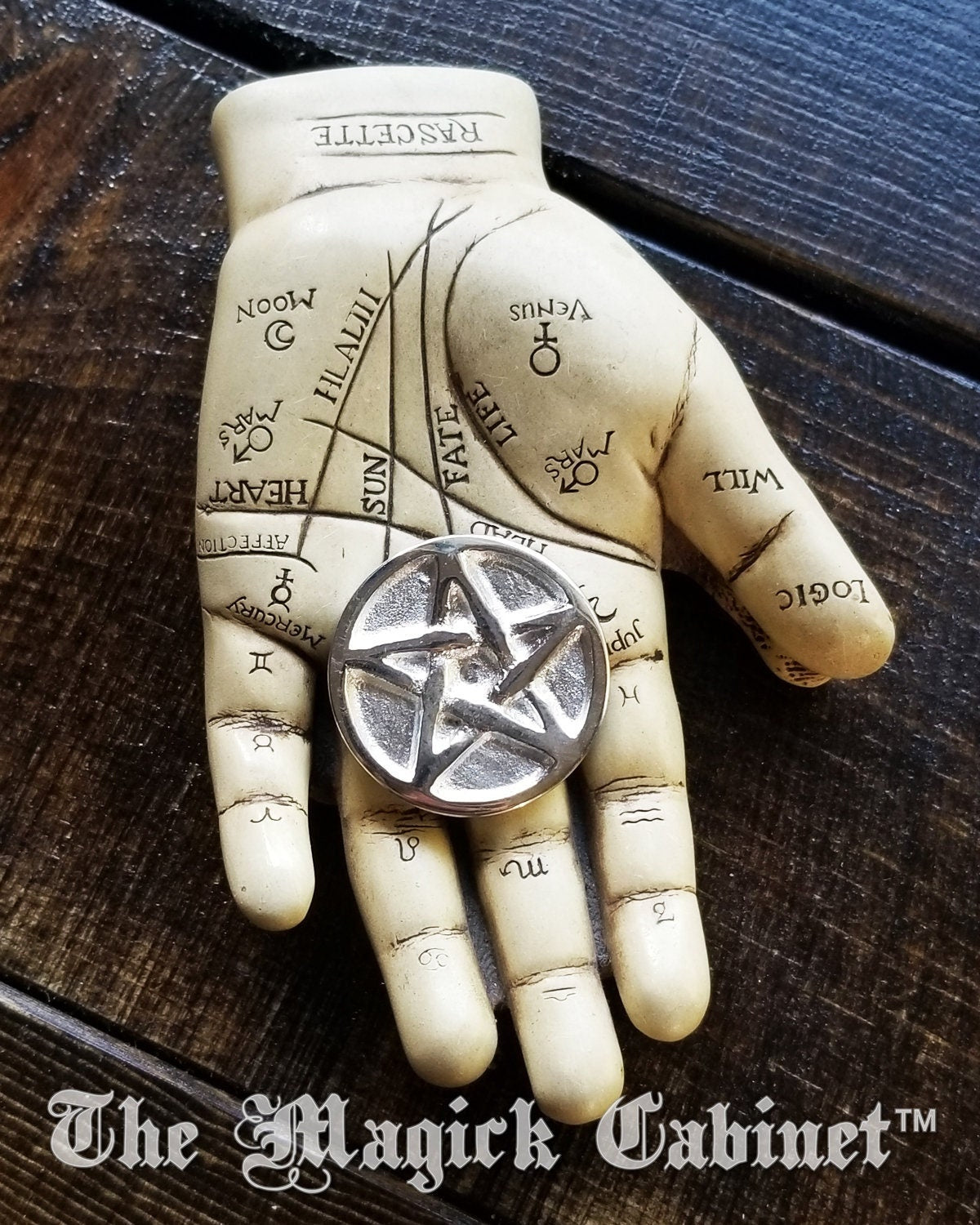 Pewter Pentacle Altar Coin: Witchcraft Protection Good Luck Charm