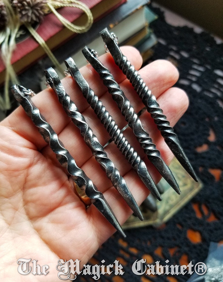 Hand Forged Iron Candle Scribe Necklace: Witch Magick Pendulum