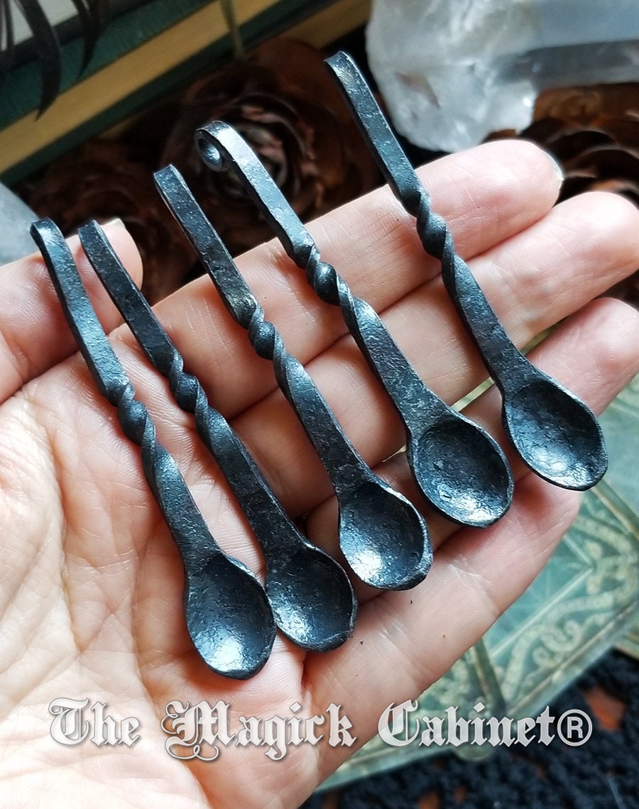 Hand Forged Iron Incense Spoon: Twisted Horseshoe Nail, Witchcraft Supply