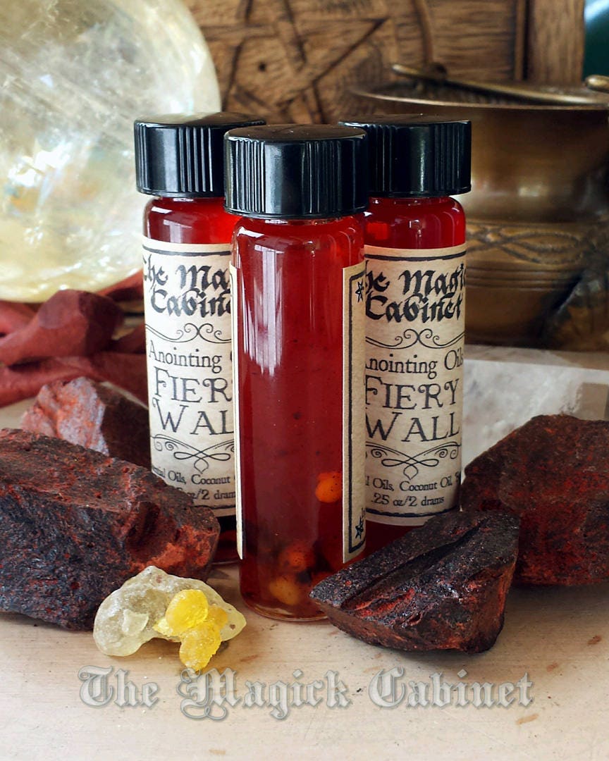 Fiery Wall Protection Oil: Dragon's Blood, Frankincense, Myrrh - Wicca, Pagan, Witchcraft