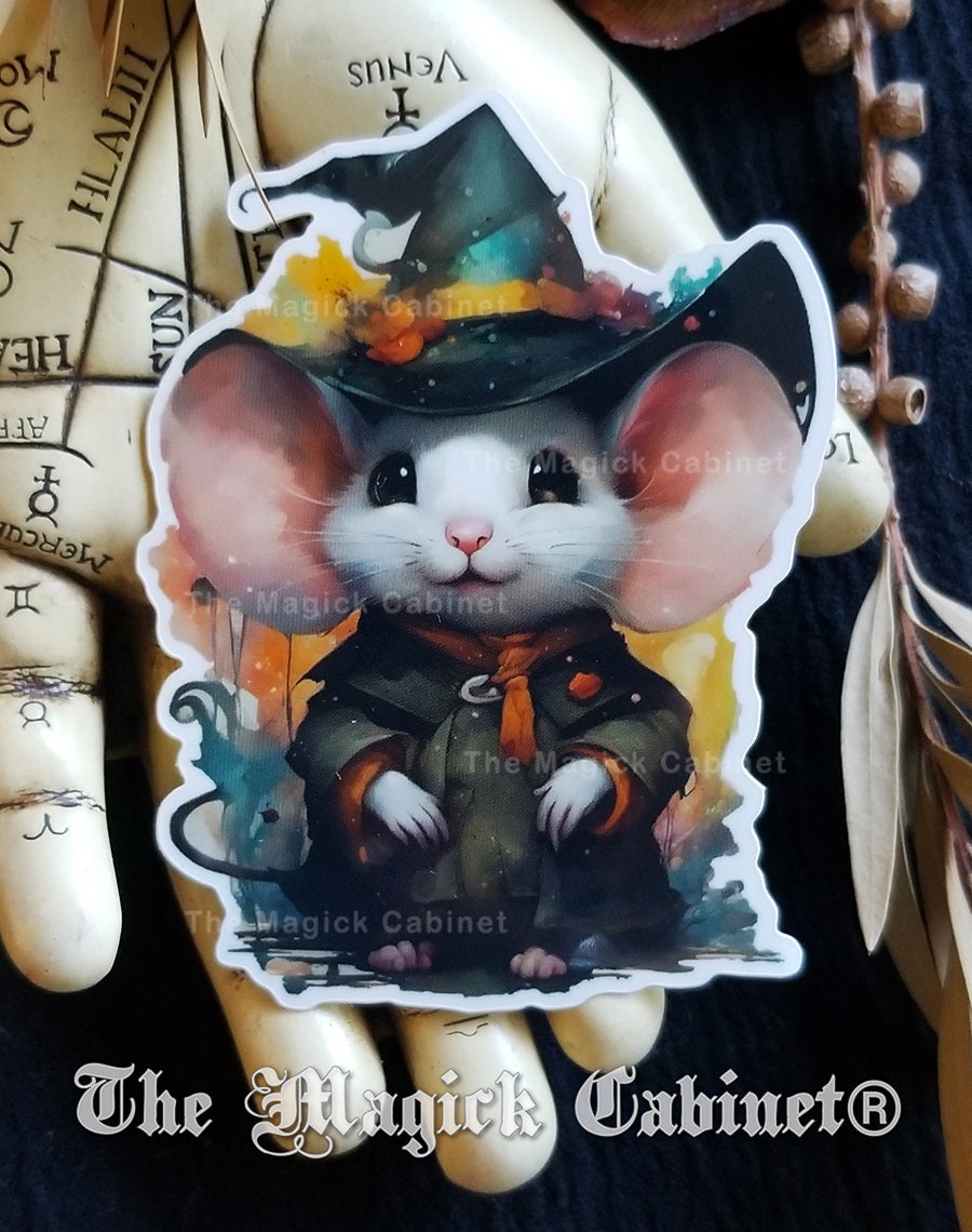 Little Mouse Witch Sticker: Halloween Samhain Art