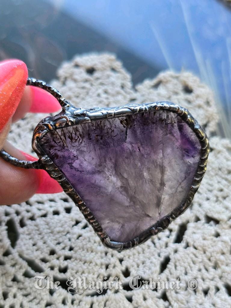 Auralite 23 Crystal Pendant: Handmade Stone Necklace, Spirituality Jewelry