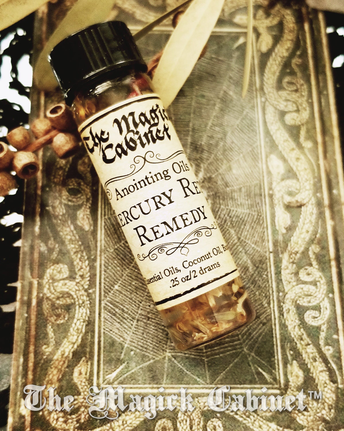 Mercury Retrograde Remedy Oil: Anointing & Ritual Blend with Crystals and Herbs