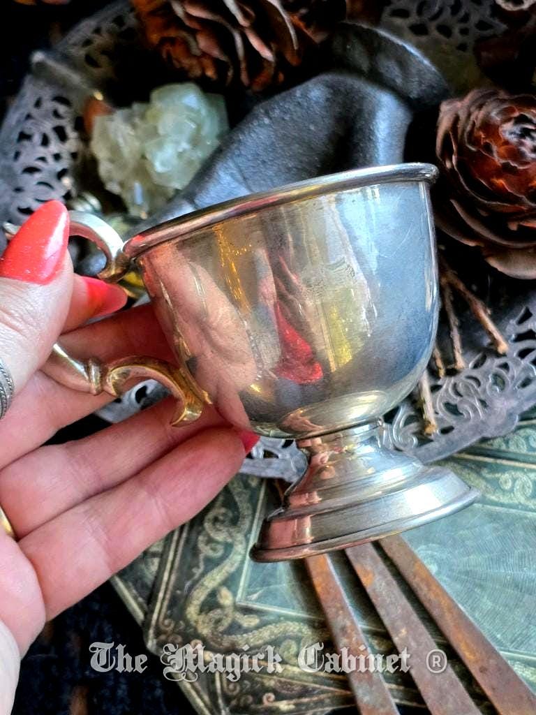 Vintage Silver Plated Brass Incense Burner: Altar Vessel