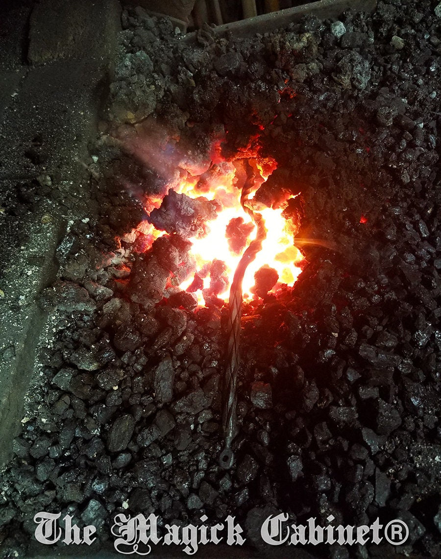 Hand Forged Iron Incense Spoon: Twisted Horseshoe Nail, Witchcraft Supply