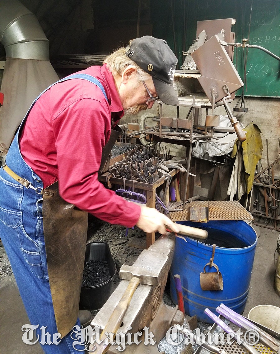 Hand Forged Iron Incense Spoon: Twisted Horseshoe Nail, Witchcraft Supply