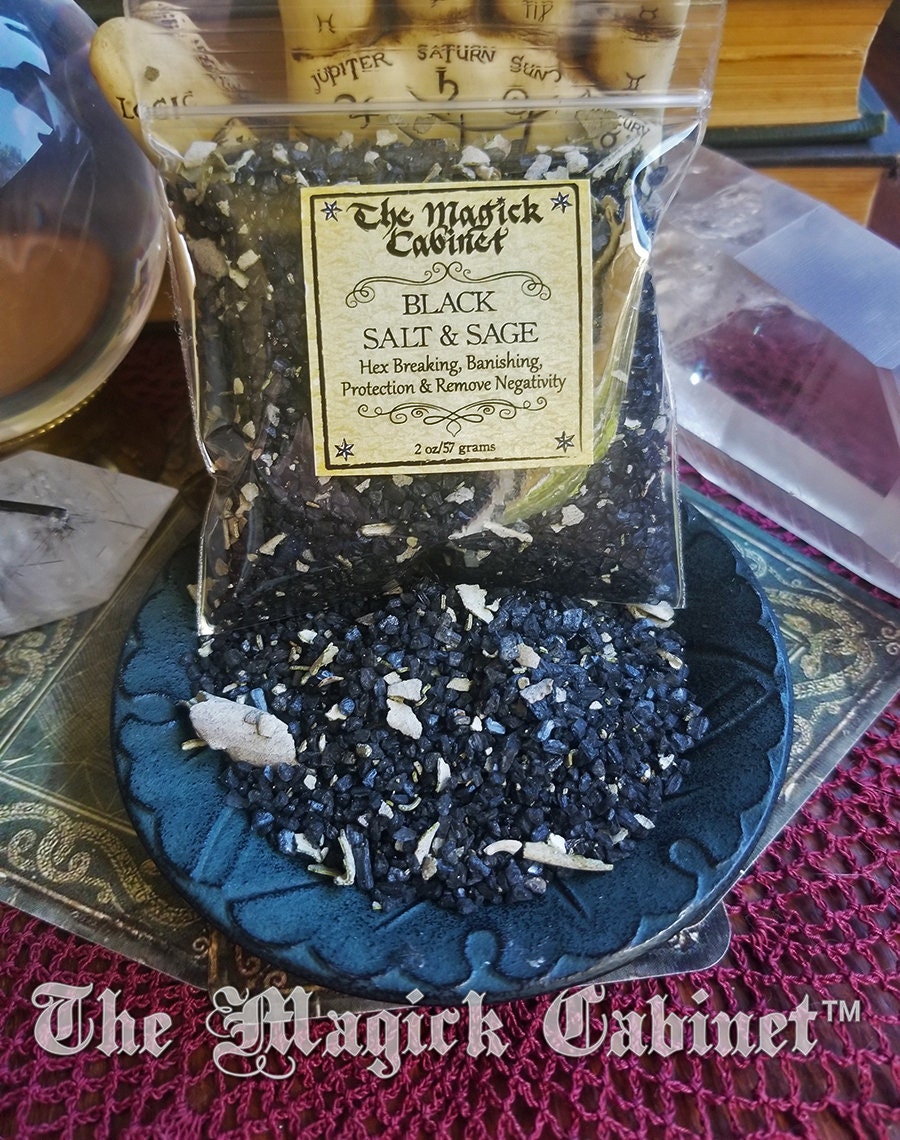 Witches Black Salt with Sage: Wicca Spell & Ritual Supply