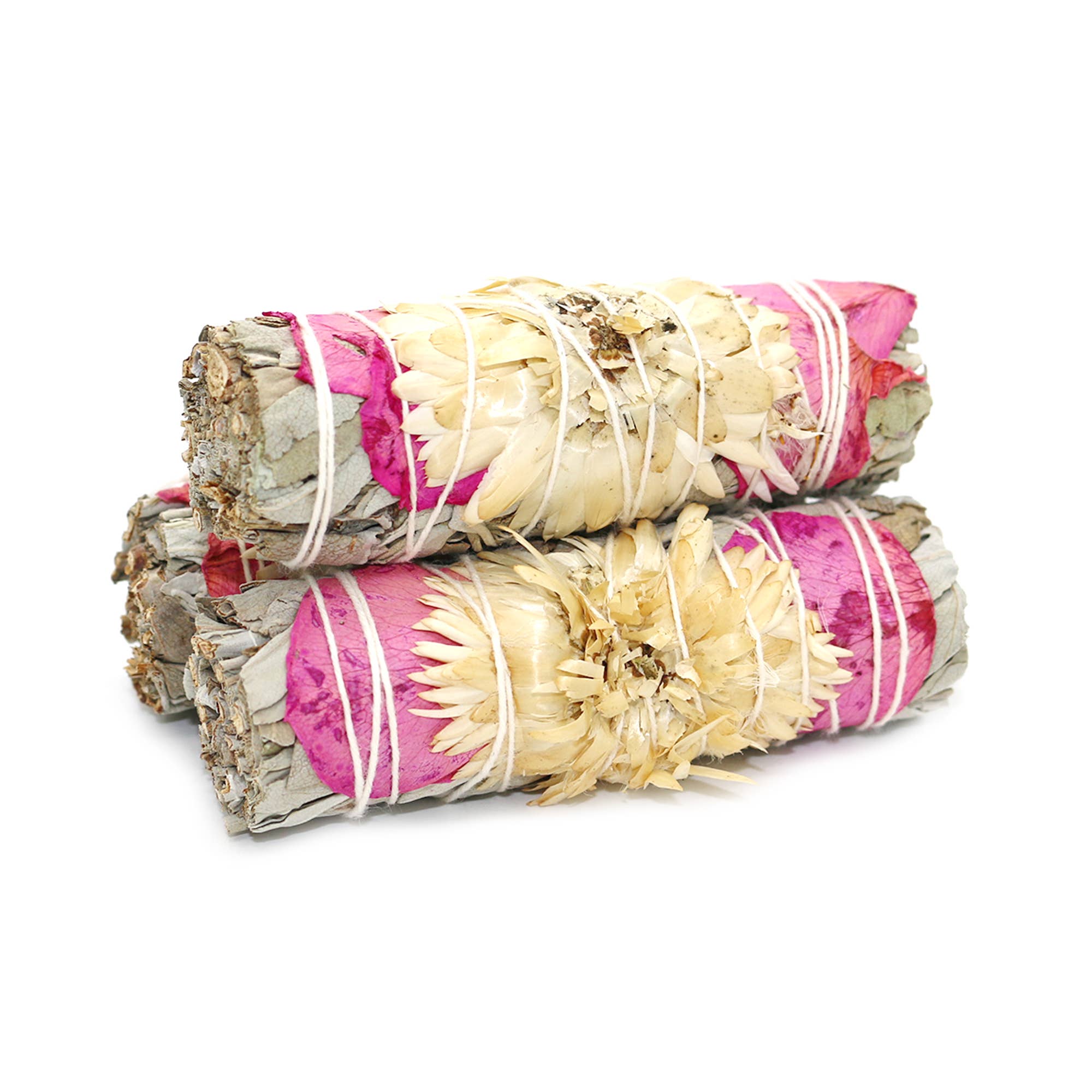 'Pristine Pink' White Sage Floral Smudge Stick (4 in.)