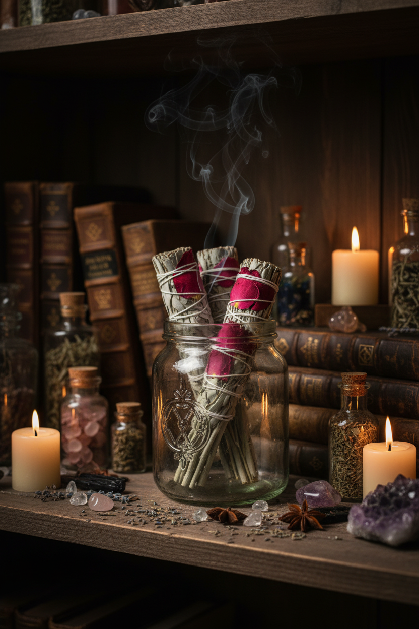 'Pristine Pink' White Sage Floral Smudge Stick (4 in.)