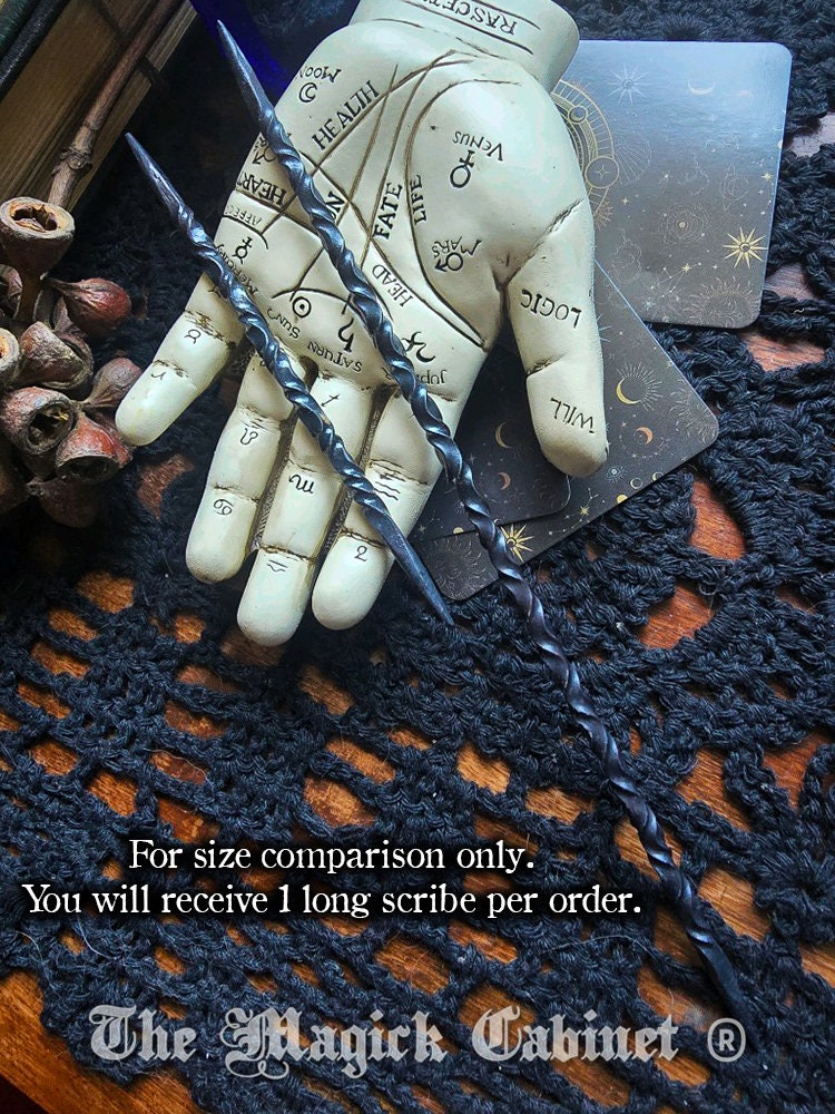 Long Twisted Iron Candle Scribe: Hand forged Old World Witchcraft Supply