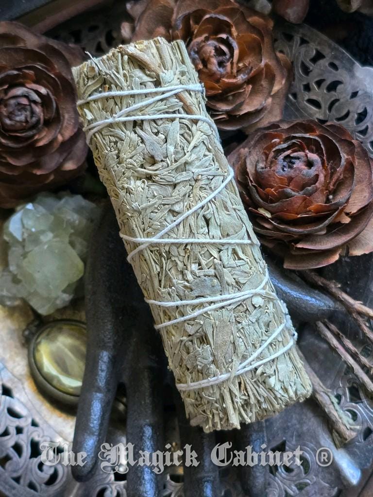 White Copal Resin & Mountain Sage Smudge Stick: Spiritual Cleansing