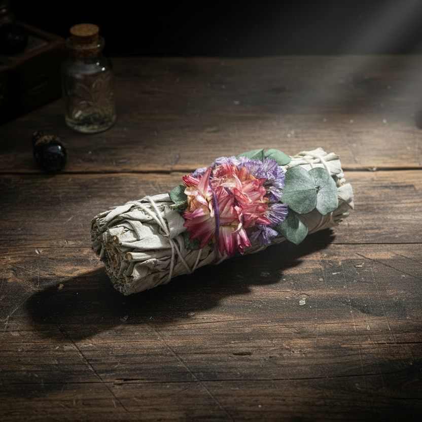 'Fairy Dreams' Floral White Sage Smudge Stick (4 in.)