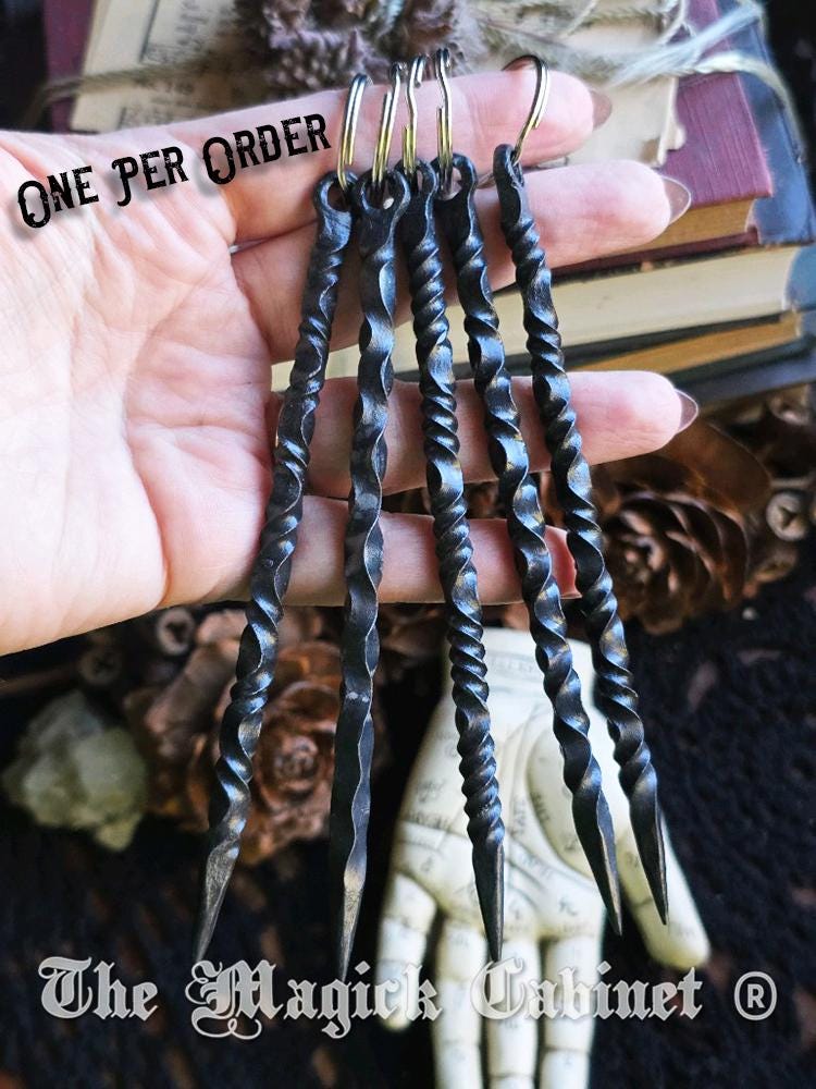 Hand Forged Iron Candle Scribe Keychain: Witchcraft Tool