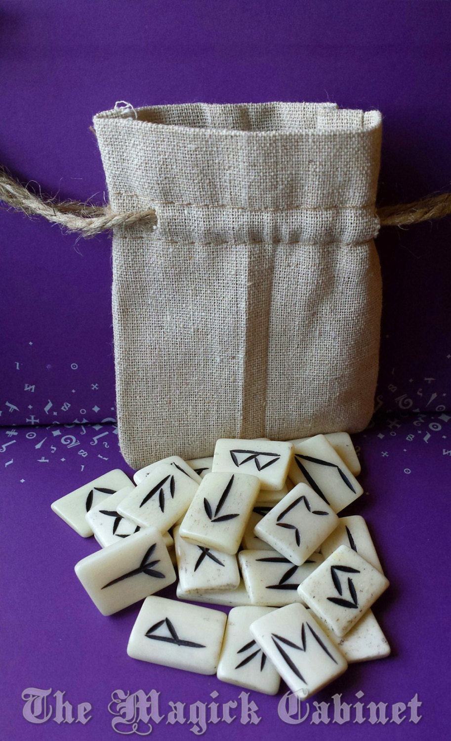 Elder Futhark Bone Rune Divination Set: In a muslin bag with meanings and instructions