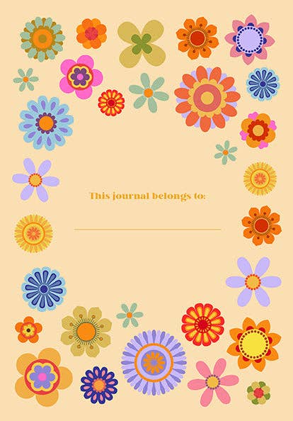 Journal inside cover with colorful flowers on a beige background