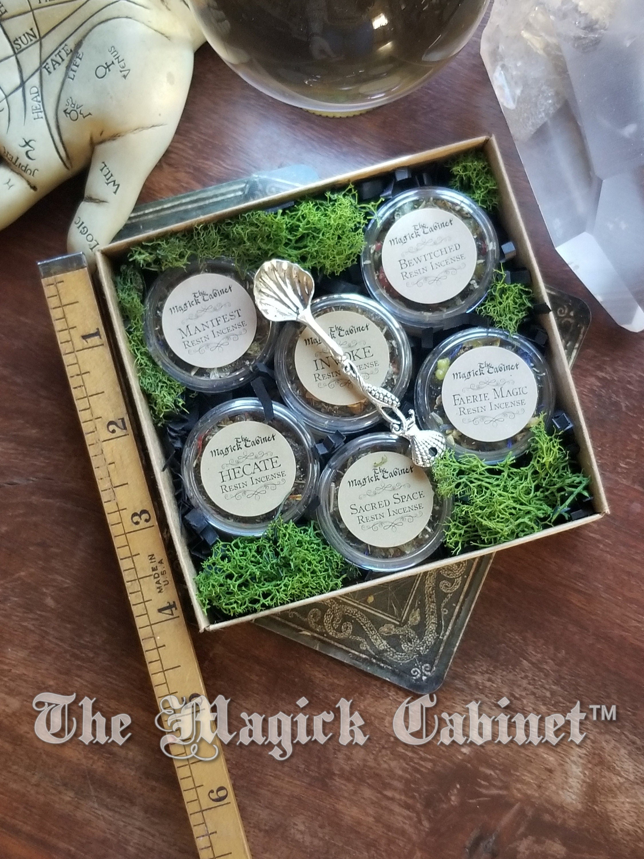 Spiritual Resin Incense Kit With tiny spoon, 6 incense blends & instructions, Withcraft Supply