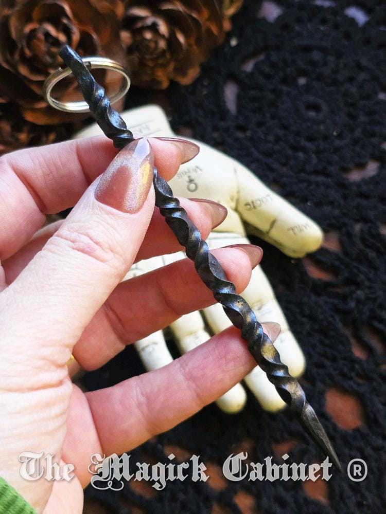 Hand Forged Iron Candle Scribe Keychain: Witchcraft Tool
