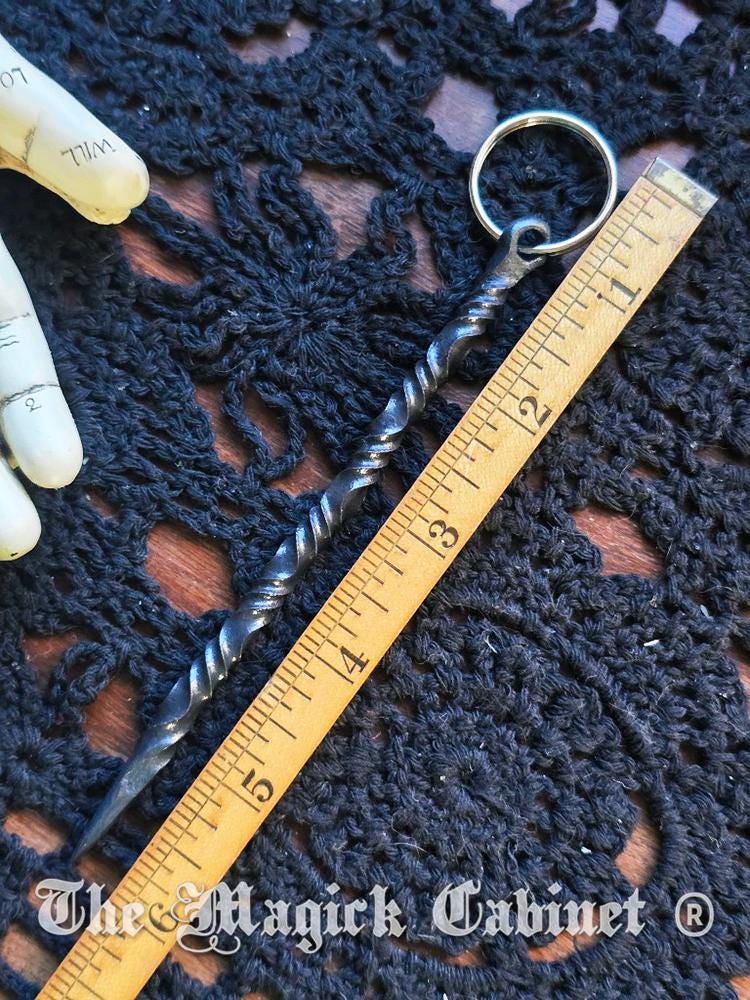 Hand Forged Iron Candle Scribe Keychain: Witchcraft Tool