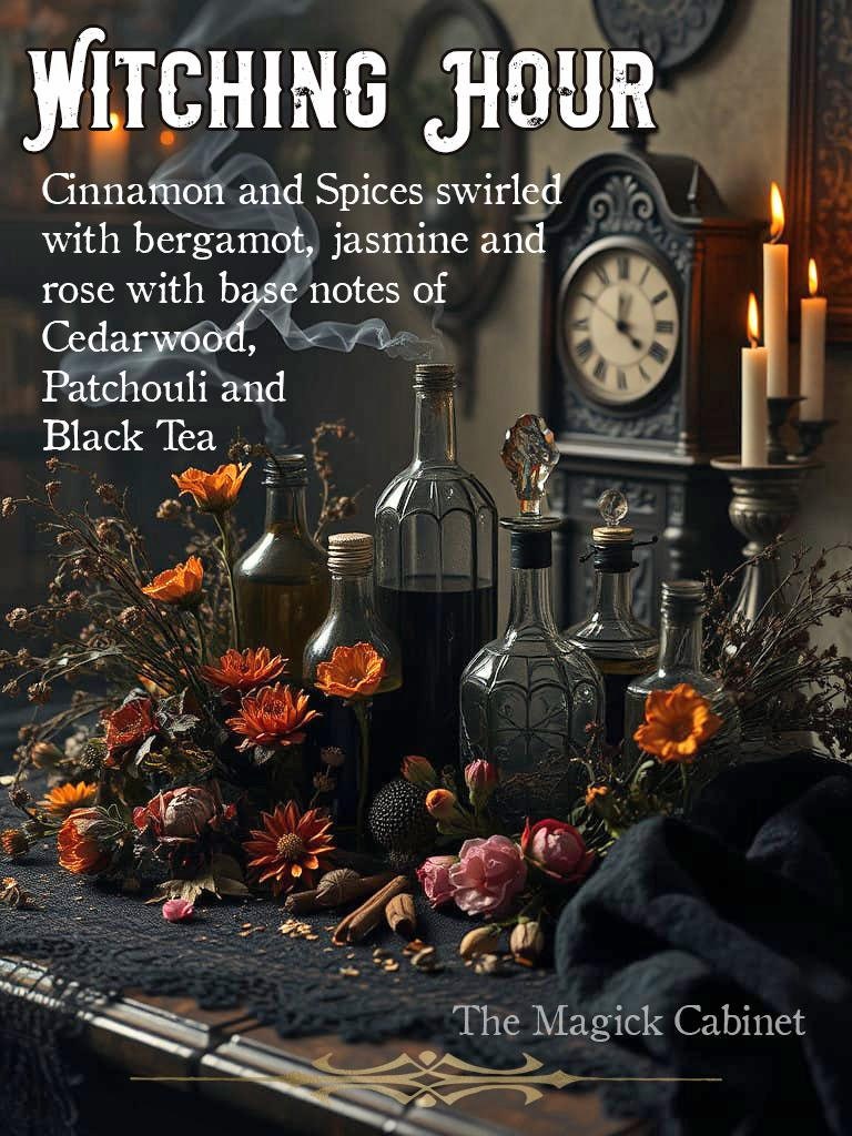 Witching Hour Perfume: Cinnamon, Bergamot, Jasmine, Rose - .33 fl oz