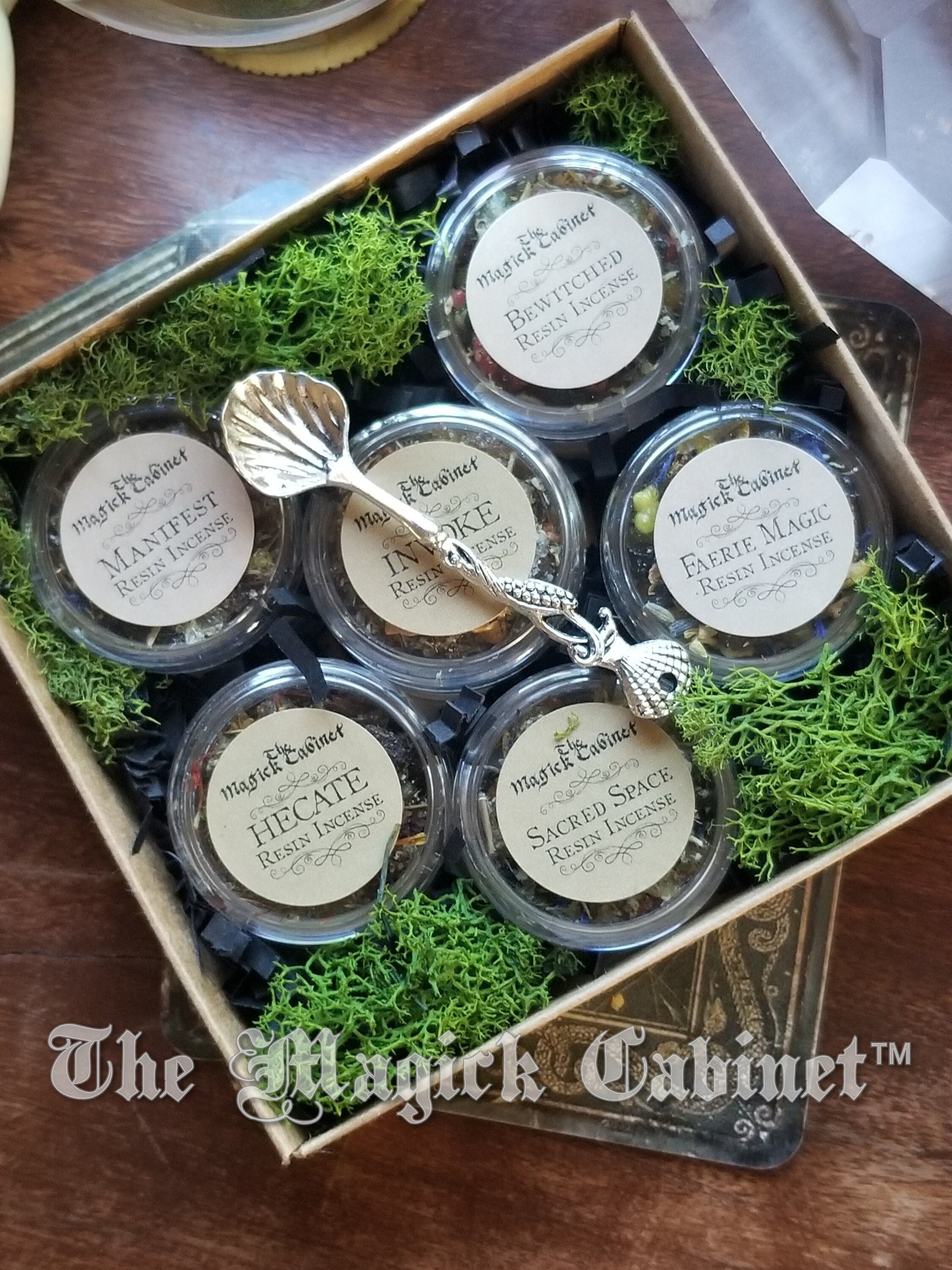 Spiritual Resin Incense Kit With tiny spoon, 6 incense blends & instructions, Withcraft Supply