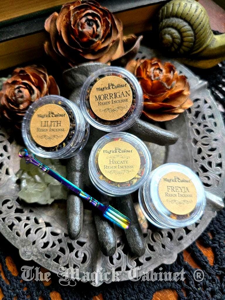 Goddess Magic Resin Incense Set: The Morrigan, Freyja, Hecate, and Lilith