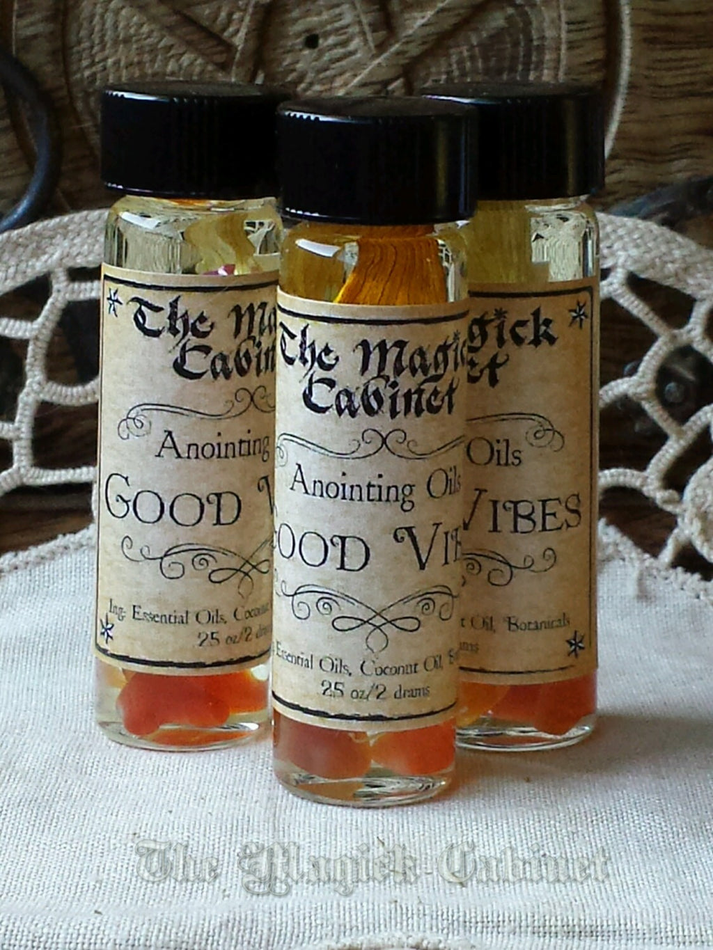 Good Vibes Anointing Oil: Carnelian Crystal, Citrus Scent (.25 oz)