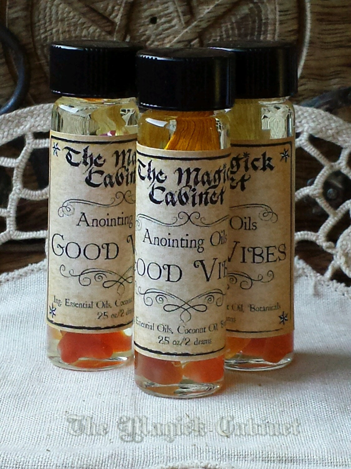 Good Vibes Anointing Oil: Carnelian Crystal, Citrus Scent (.25 oz)