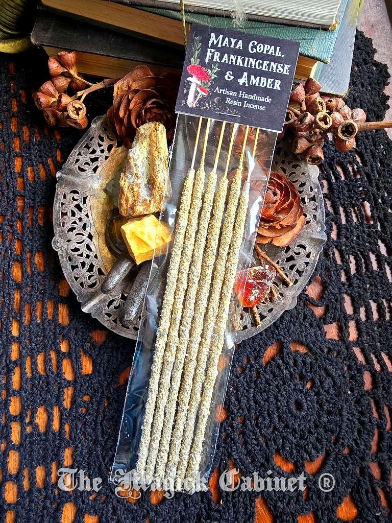 Maya Copal Frankincense Amber Incense Sticks: Hand Rolled Resin, Inspiration, Purification (6-Stick Pack)