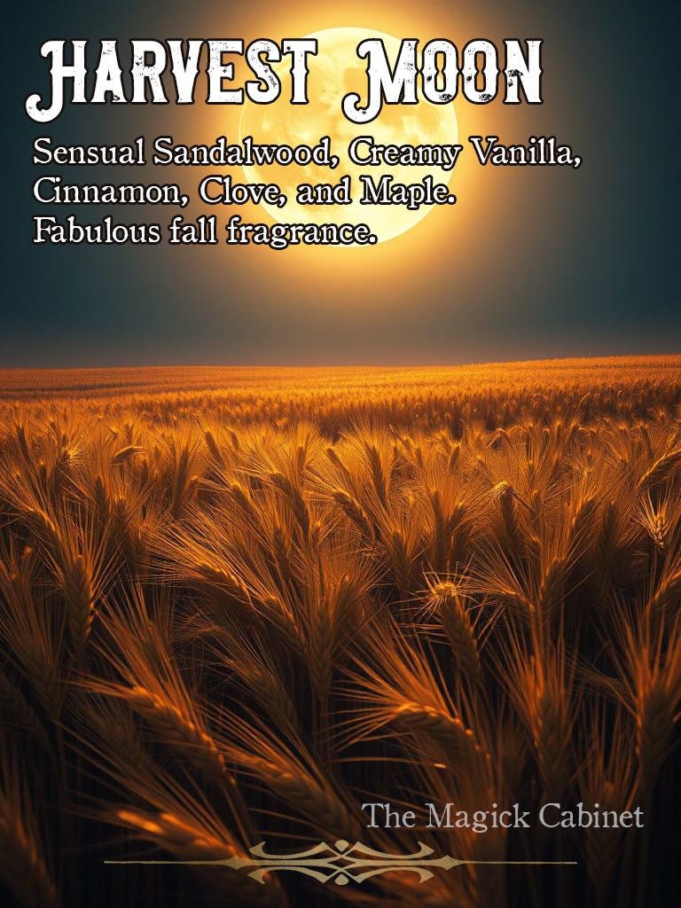 Harvest Moon Perfume: Sandalwood, Vanilla & Pumpkin Spice (10ml) Roll On or Spray