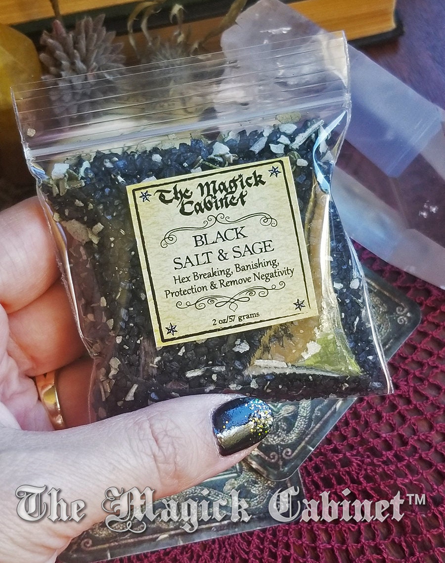 Witches Black Salt with Sage: Wicca Spell & Ritual Supply