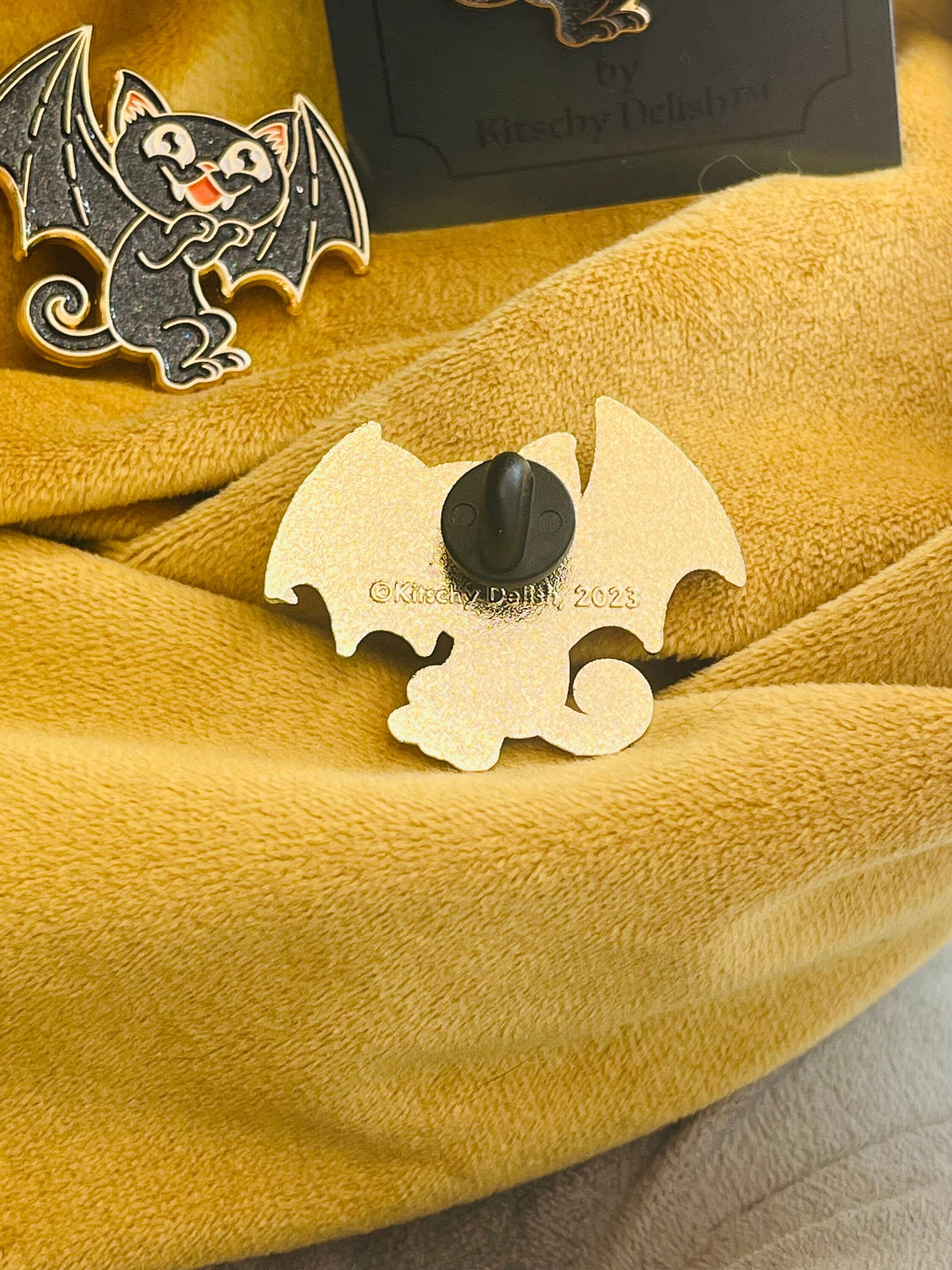 Cat Bat Takes Flight! Soft enamel pin with glitter !