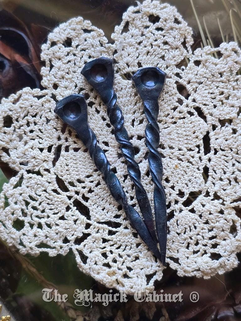 Hand Forged Iron Witch Nails: Full Moon Ritual Supplies (Set of 3)