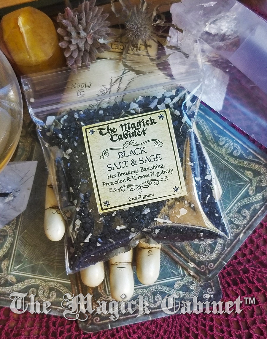 Witches Black Salt with Sage: Wicca Spell & Ritual Supply