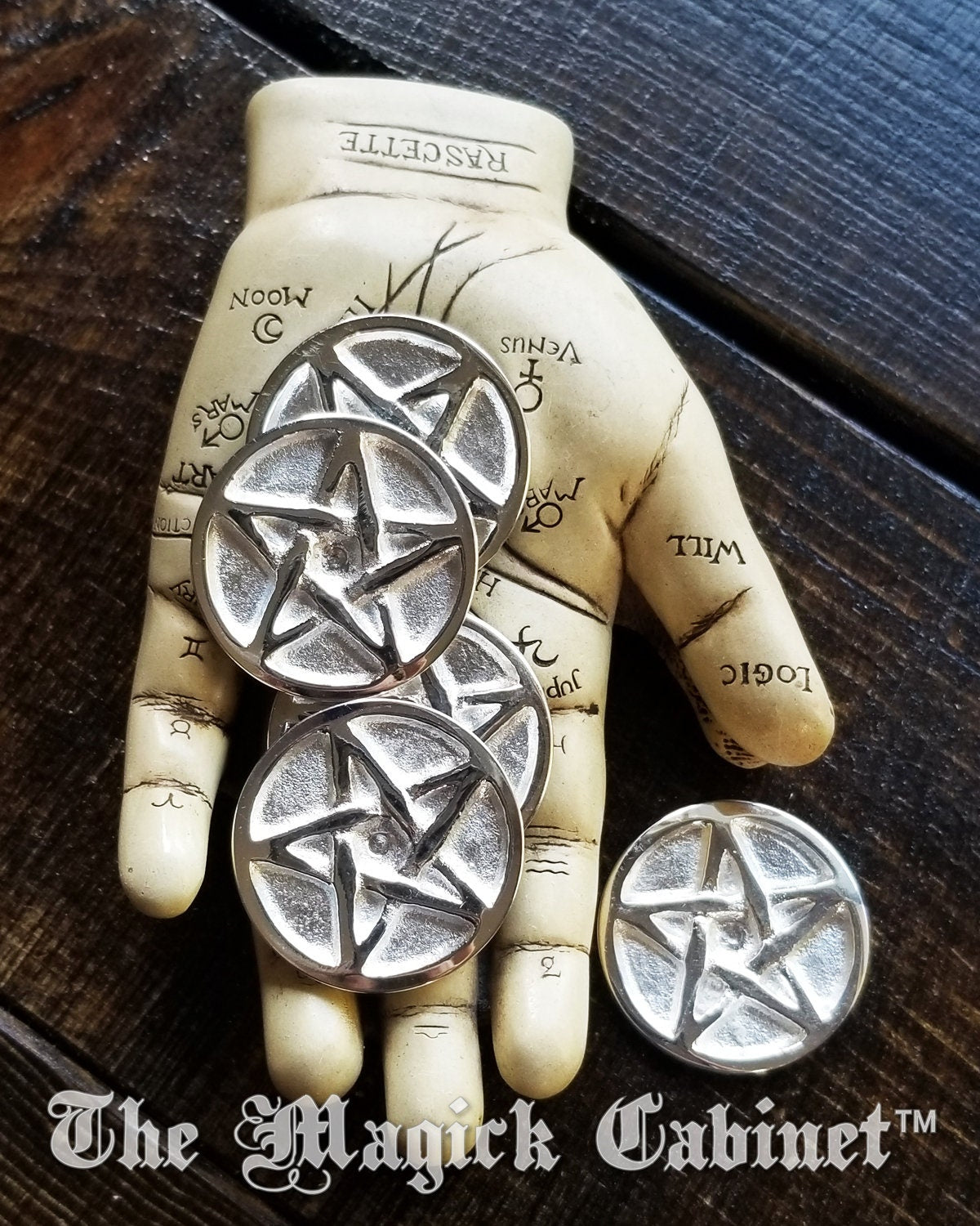 Pewter Pentacle Altar Coin: Witchcraft Protection Good Luck Charm