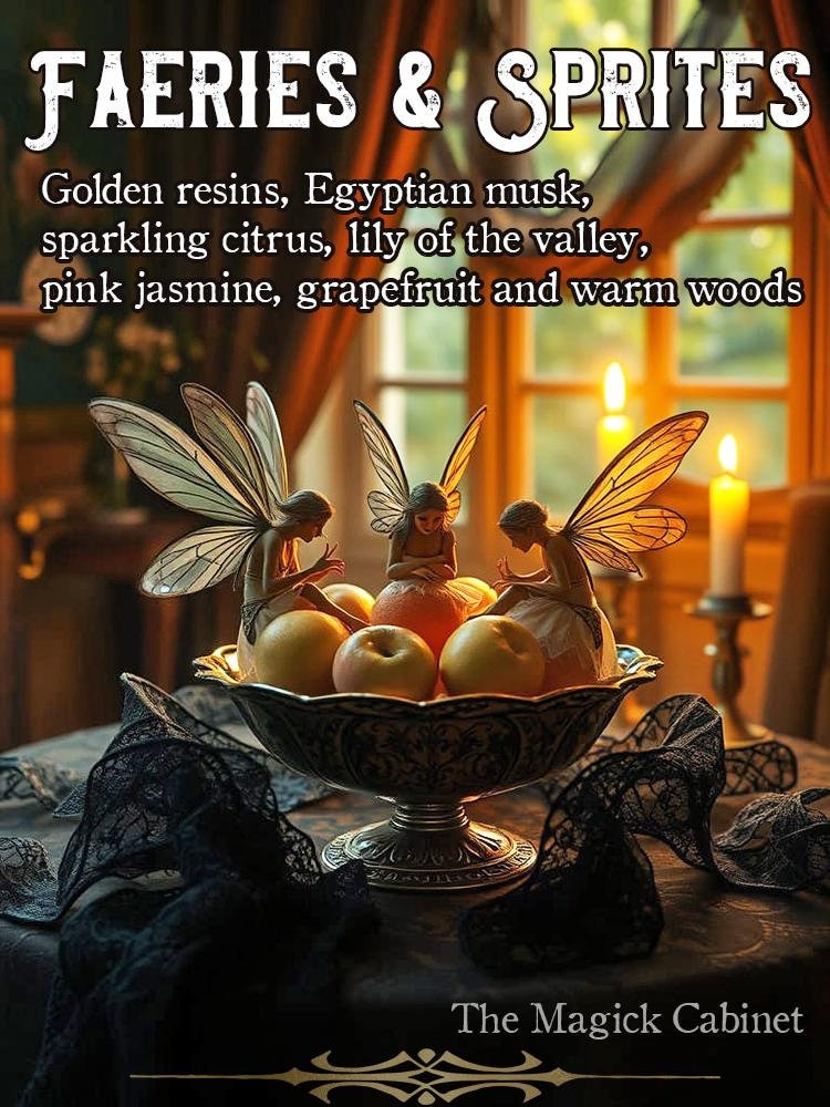 Faeries and Sprites Perfume: Golden Resins, Egyptian Musk, Citrus, Floral and Warm Woods