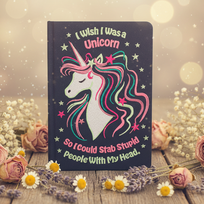 I Wish I Was A Unicorn Embroidered Journal