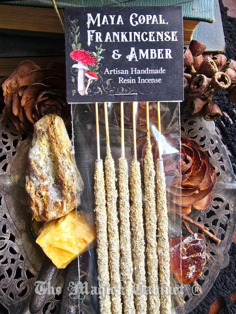 Maya Copal Frankincense Amber Incense Sticks: Hand Rolled Resin, Inspiration, Purification (6-Stick Pack)