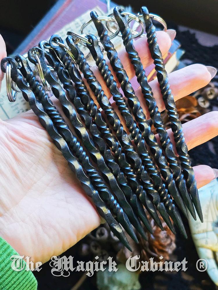Hand Forged Iron Candle Scribe Keychain: Witchcraft Tool