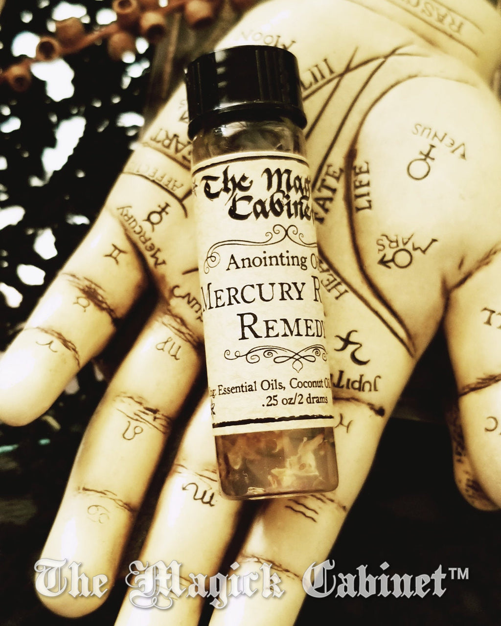 Mercury Retrograde Remedy Oil: Anointing & Ritual Blend with Crystals and Herbs