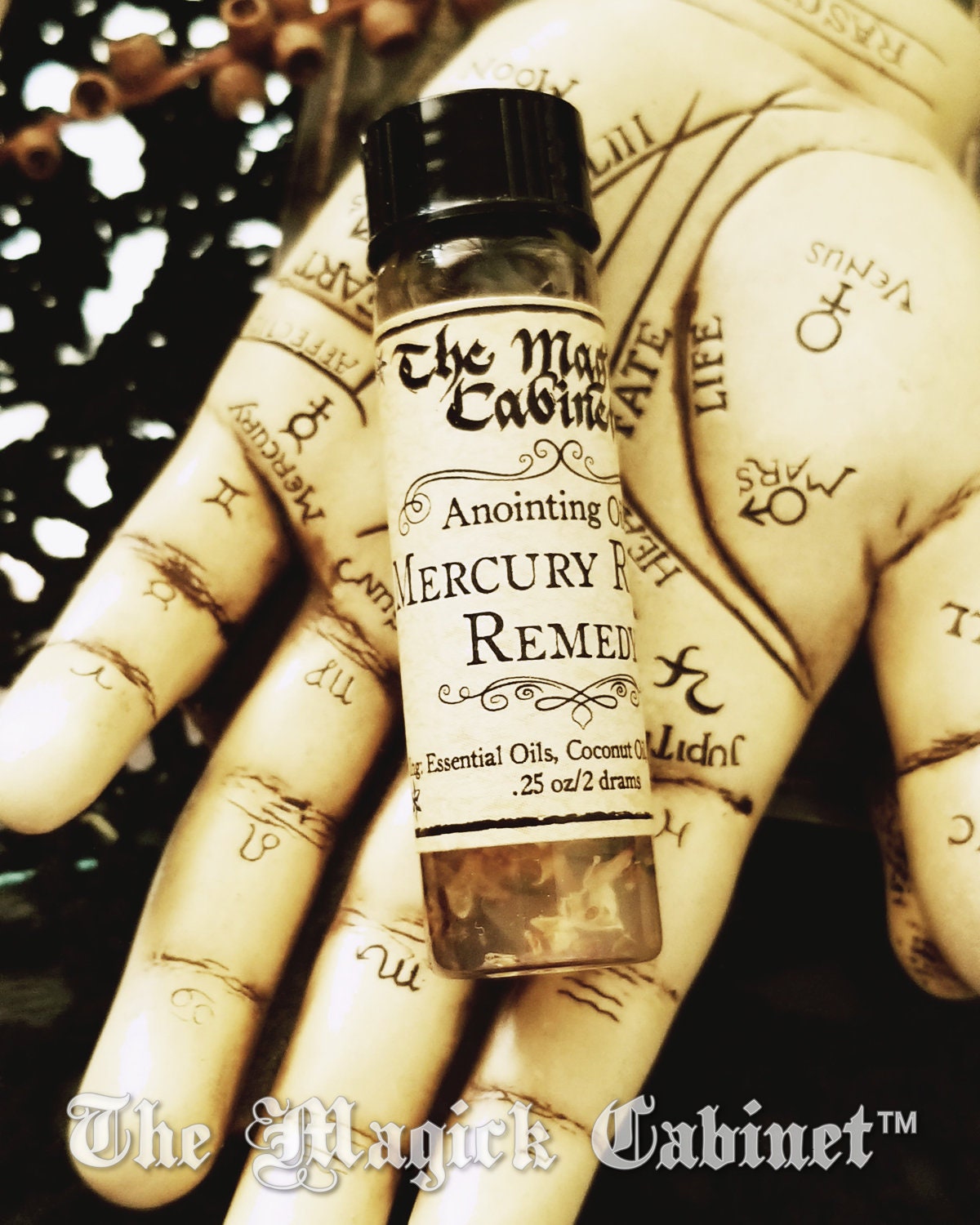 Mercury Retrograde Remedy Oil: Anointing & Ritual Blend with Crystals and Herbs