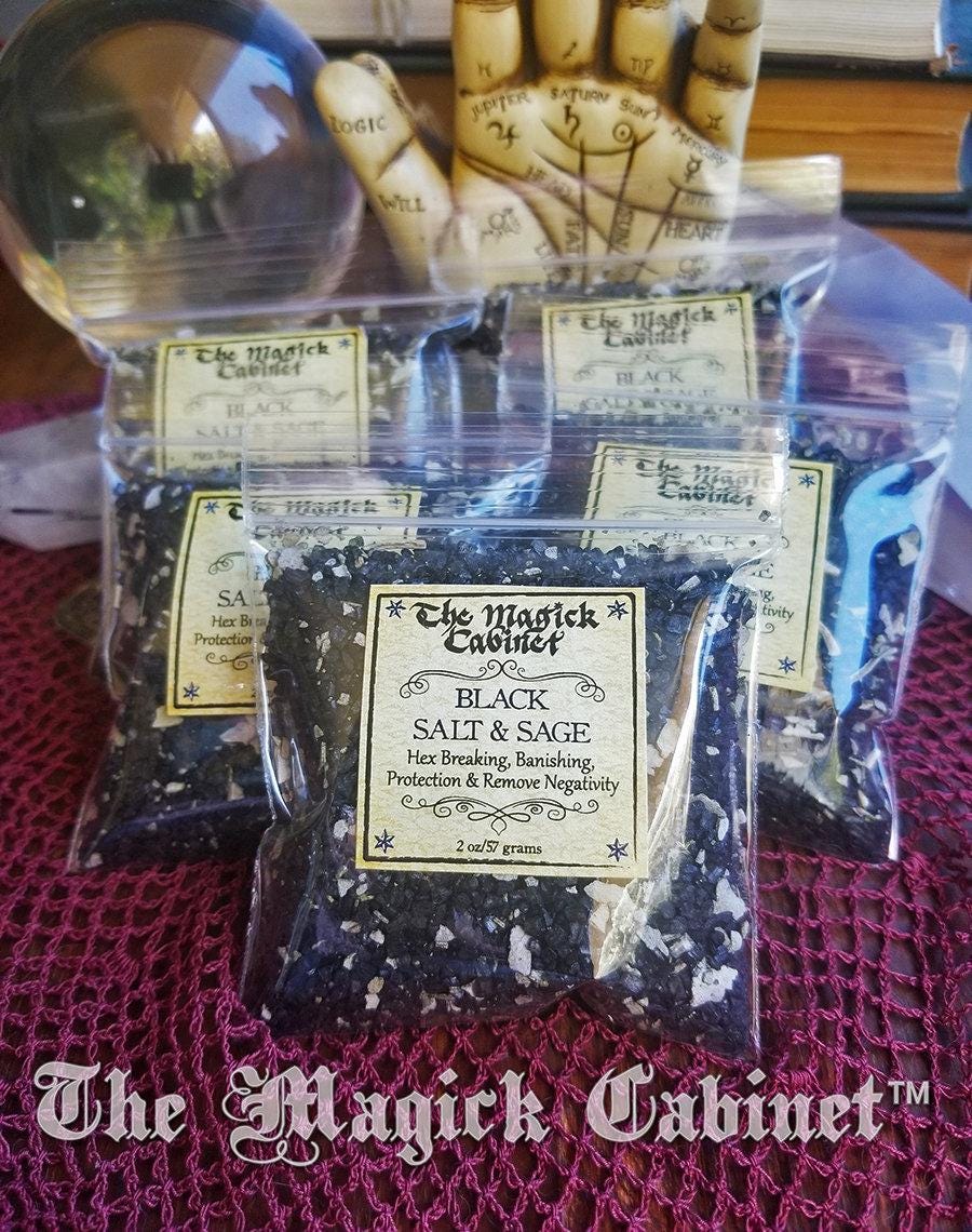Witches Black Salt with Sage: Wicca Spell & Ritual Supply
