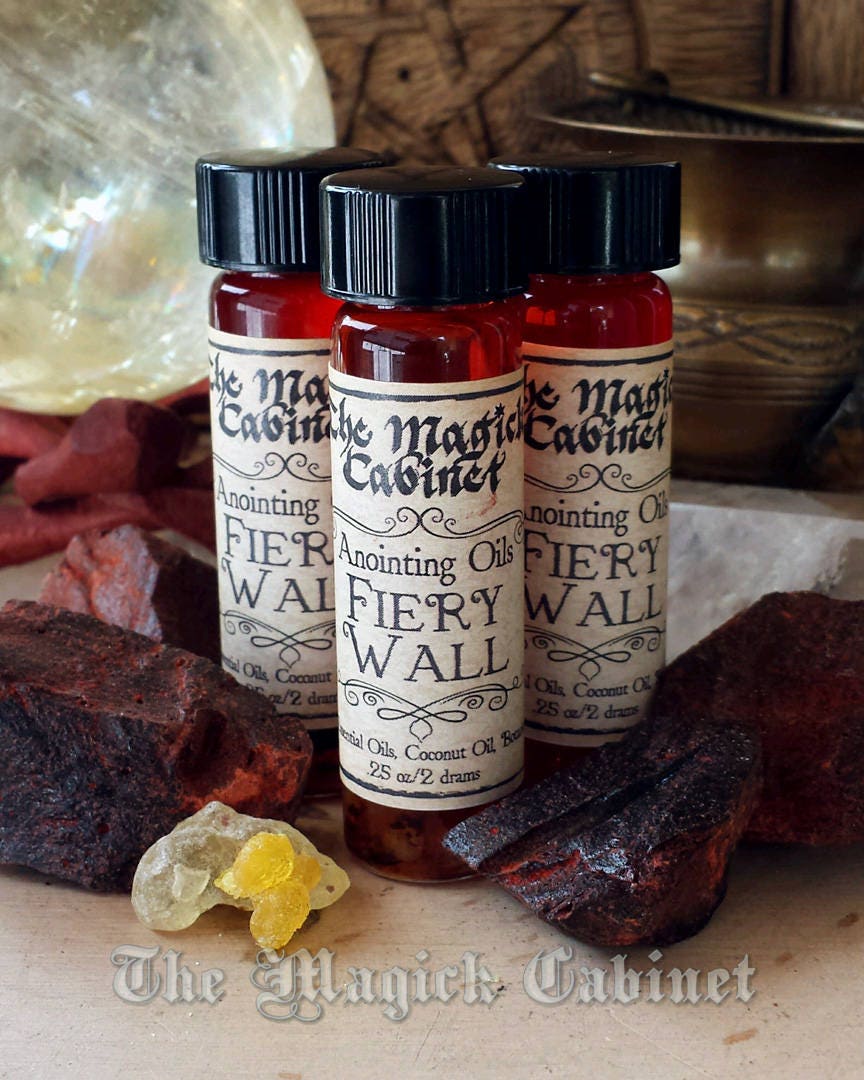 Fiery Wall Protection Oil: Dragon's Blood, Frankincense, Myrrh - Wicca, Pagan, Witchcraft