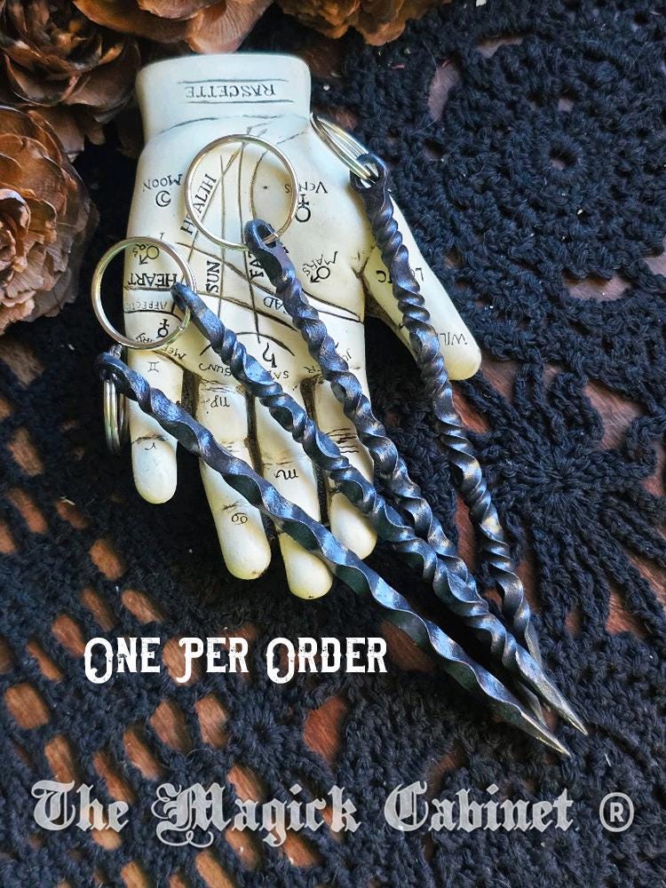 Hand Forged Iron Candle Scribe Keychain: Witchcraft Tool