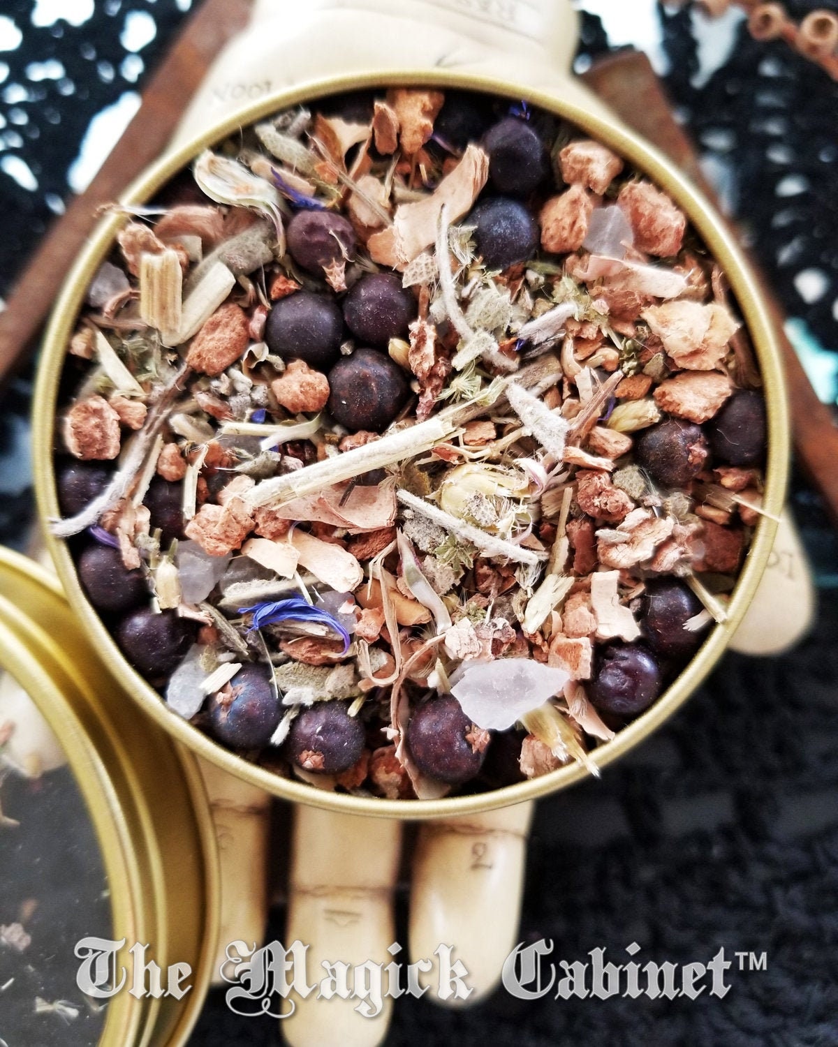 F-Off Exorcism Herbal Blend: Clear Negativity, Spell Work in Gold Tin