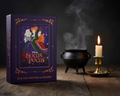 Hocus Pocus themed tarot deck, guidebook, and pouch on a white background